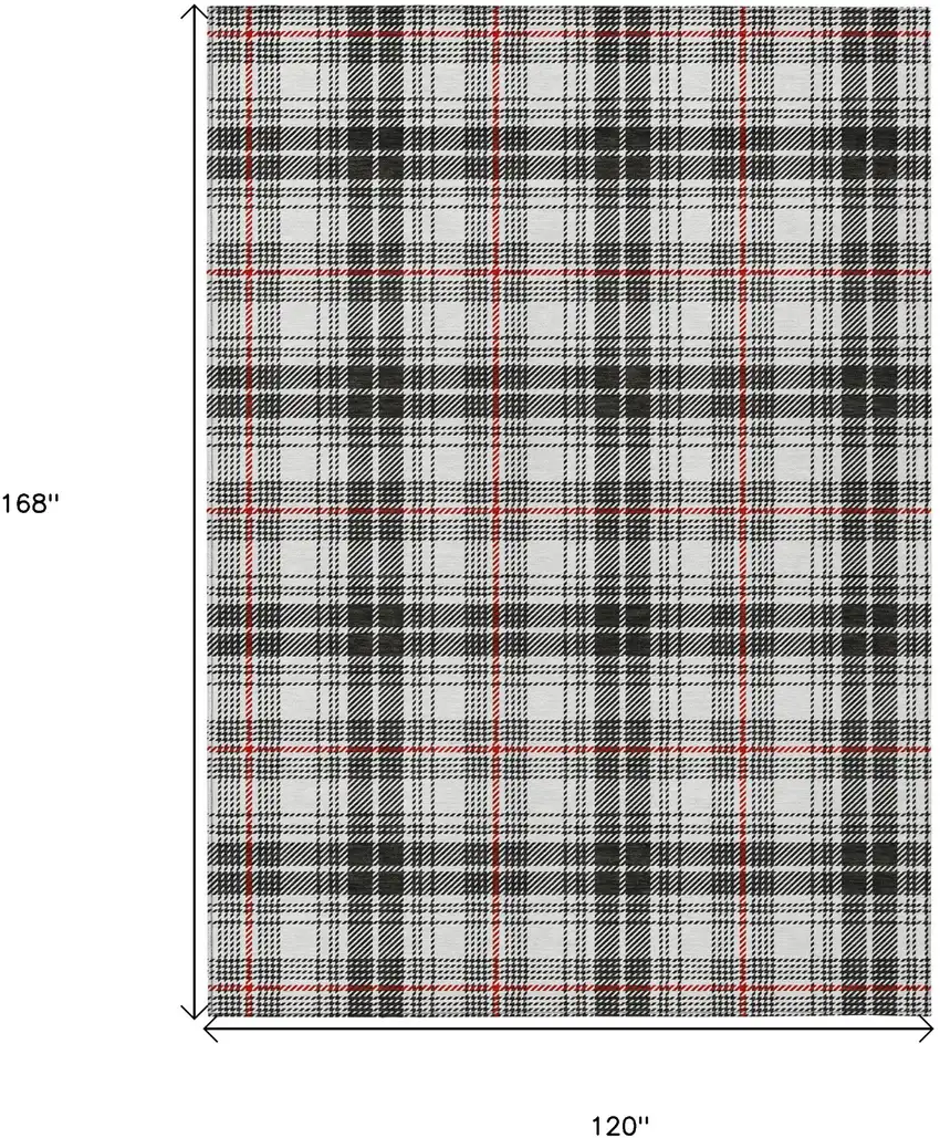 Black Ivory And Red Plaid Washable Indoor Outdoor Area Rug Photo 3