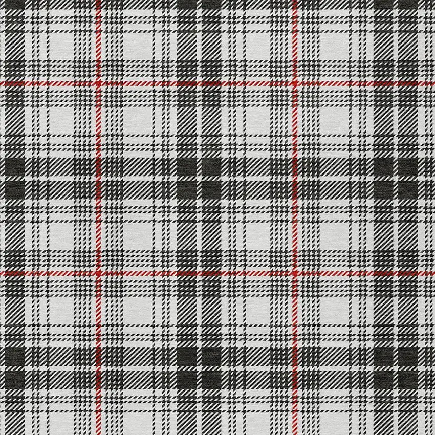 Black Ivory And Red Plaid Washable Indoor Outdoor Area Rug Photo 5