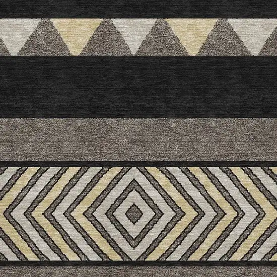 Black Ivory And Wheat Southwestern Washable Area Rug With UV Protection Photo 2