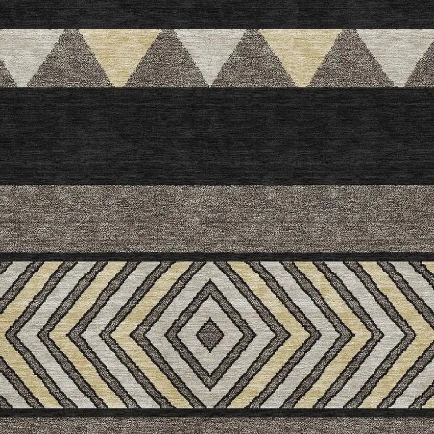 Black Ivory And Wheat Southwestern Washable Area Rug With UV Protection Photo 2