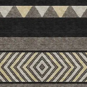 Photo of Black Ivory And Wheat Southwestern Washable Area Rug With UV Protection