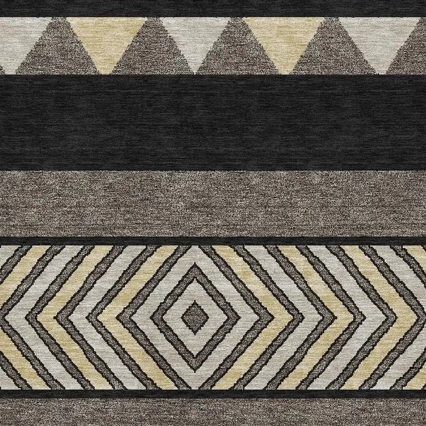 Black Ivory And Wheat Southwestern Washable Area Rug With UV Protection Photo 2