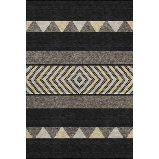 Black Ivory And Wheat Southwestern Washable Area Rug With UV Protection Photo 1