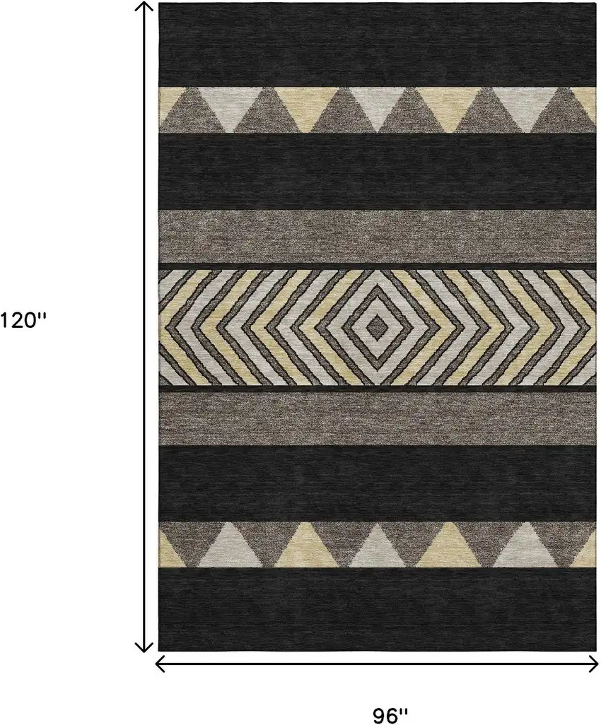 Black Ivory And Wheat Southwestern Washable Area Rug With UV Protection Photo 9