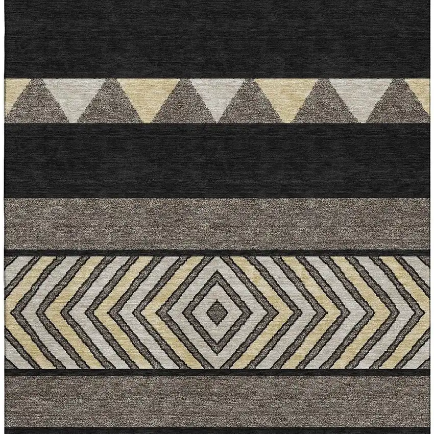 Black Ivory And Wheat Southwestern Washable Area Rug With UV Protection Photo 2