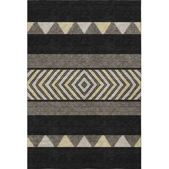 Black Ivory And Wheat Southwestern Washable Area Rug With UV Protection Photo 2