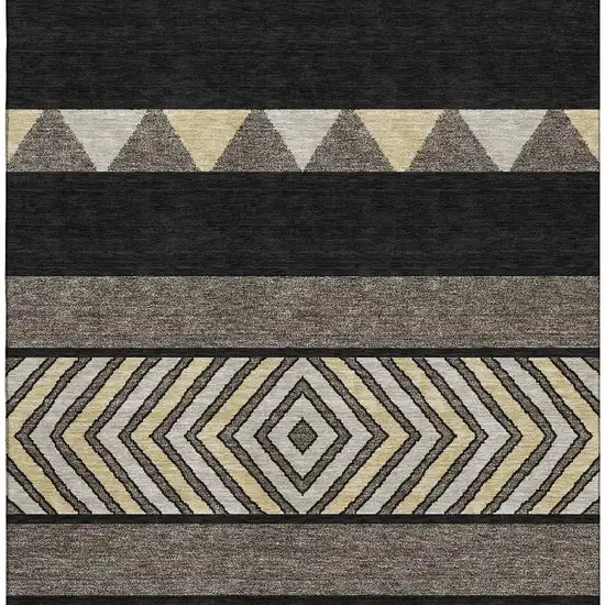 Black Ivory And Wheat Southwestern Washable Area Rug With UV Protection Photo 3