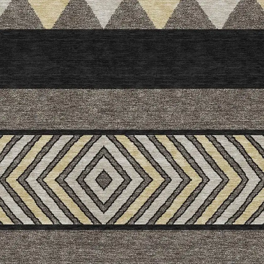 Black Ivory And Wheat Southwestern Washable Area Rug With UV Protection Photo 2