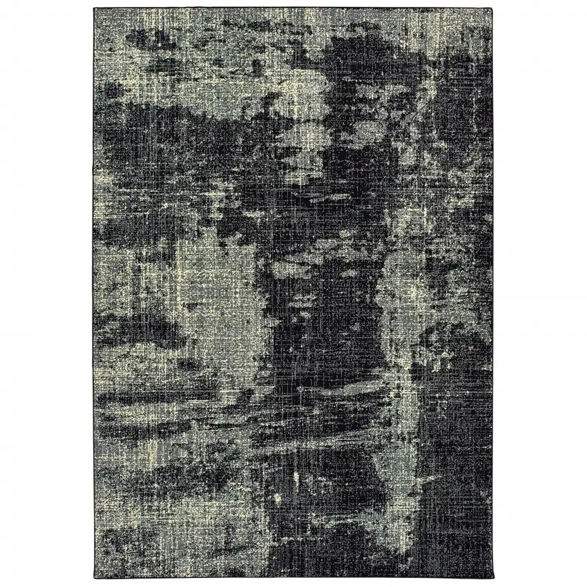 Black Ivory Machine Woven Abstract Indoor Area Rug Photo 1