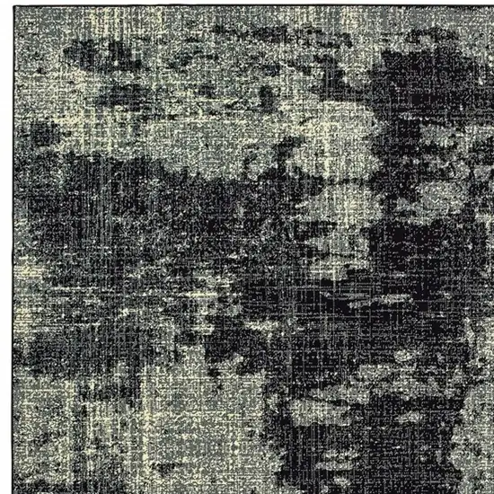 Black And Ivory Abstract Distressed Area Rug Photo 3