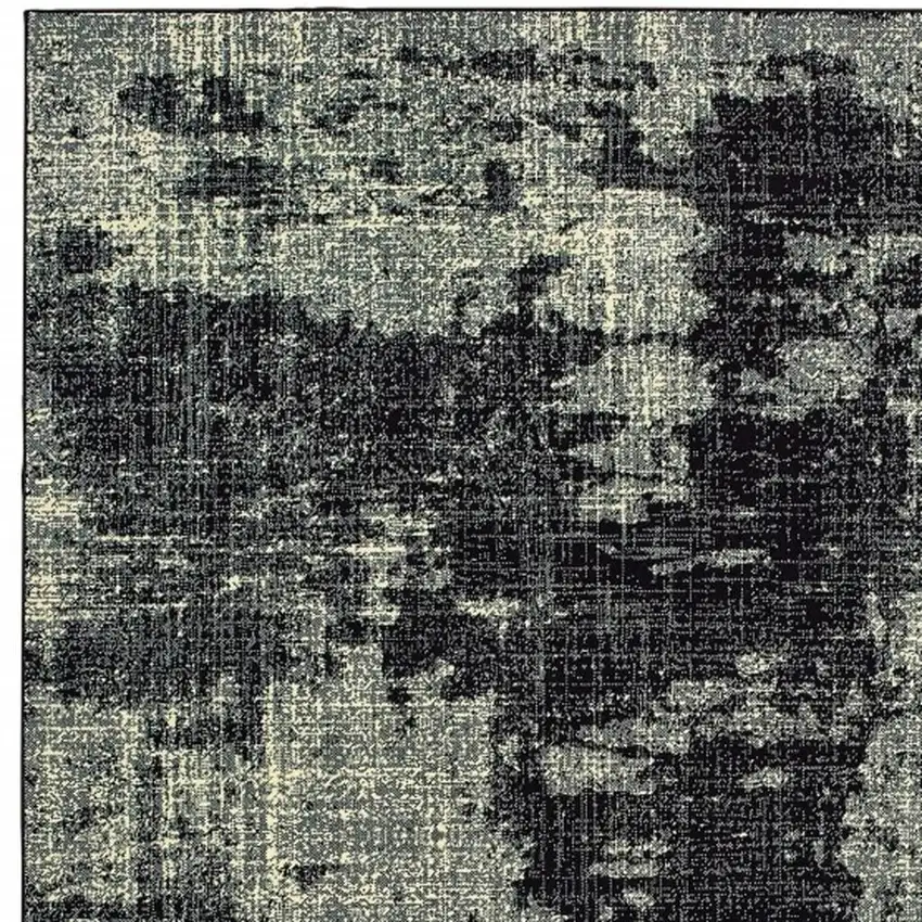 Black And Ivory Abstract Distressed Area Rug Photo 3