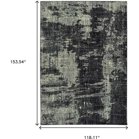 Black And Ivory Abstract Distressed Area Rug Photo 6
