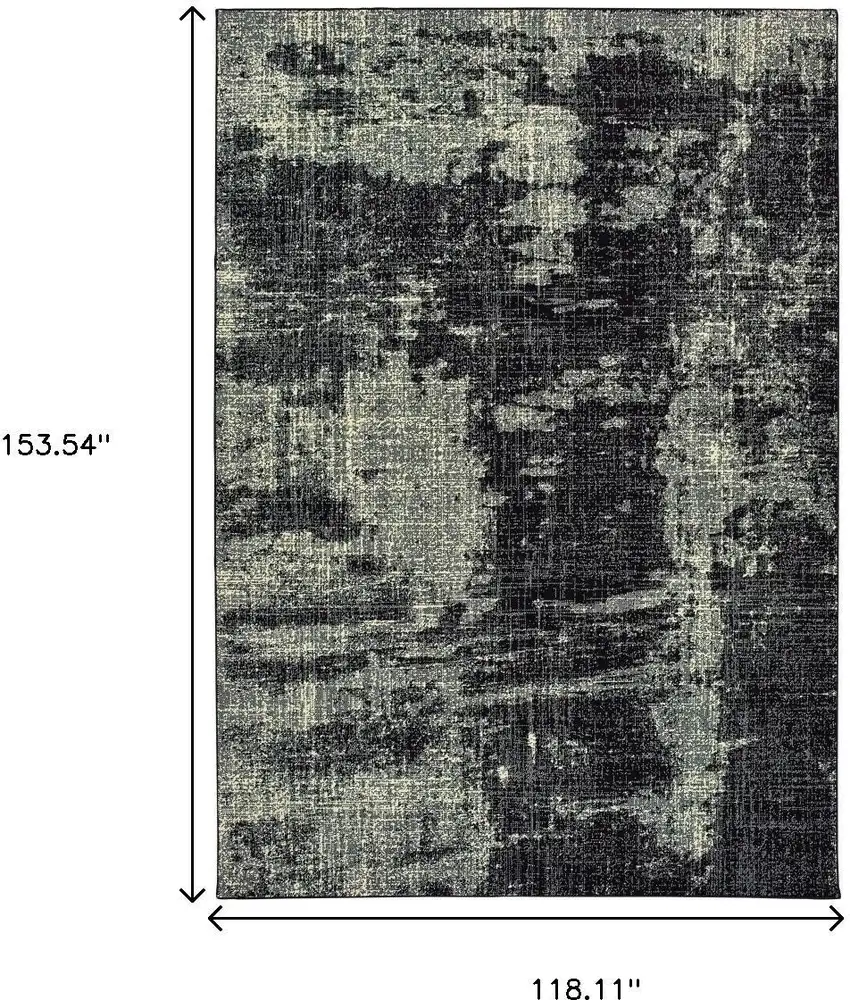 Black And Ivory Abstract Distressed Area Rug Photo 6