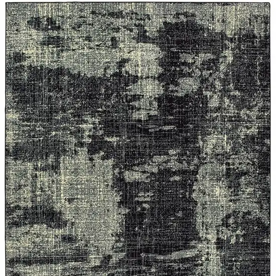 Black And Ivory Abstract Distressed Area Rug Photo 4