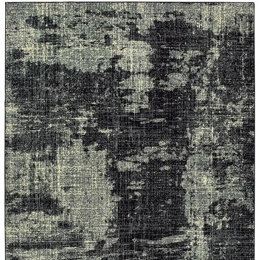 Black And Ivory Abstract Distressed Area Rug Photo 4