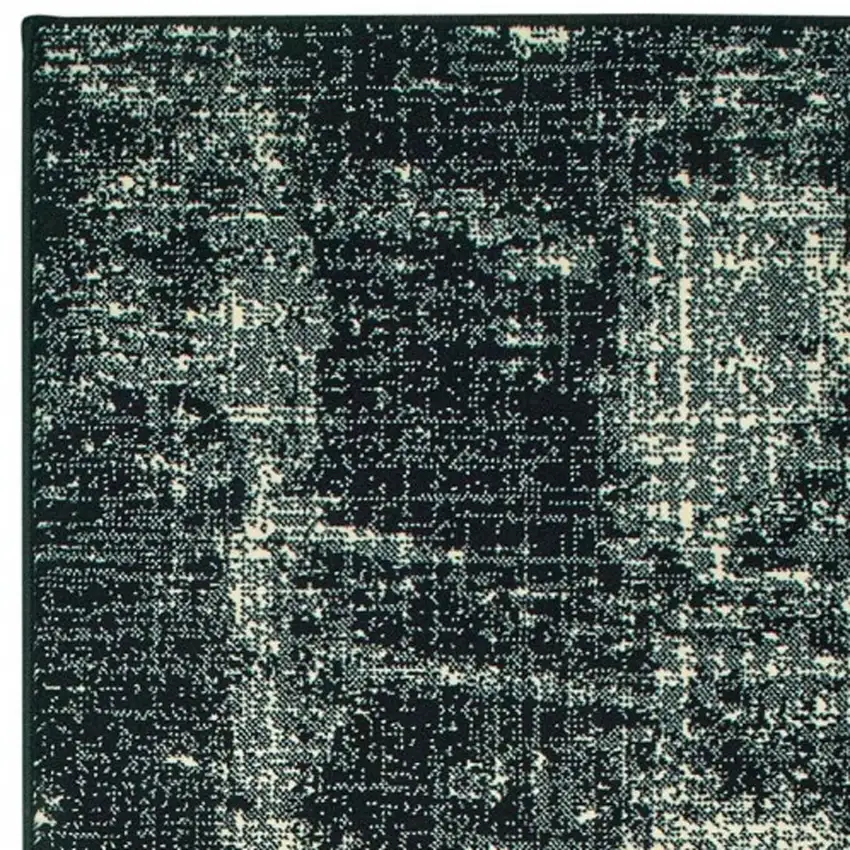 Black Ivory Machine Woven Abstract Indoor Runner Rug Photo 3