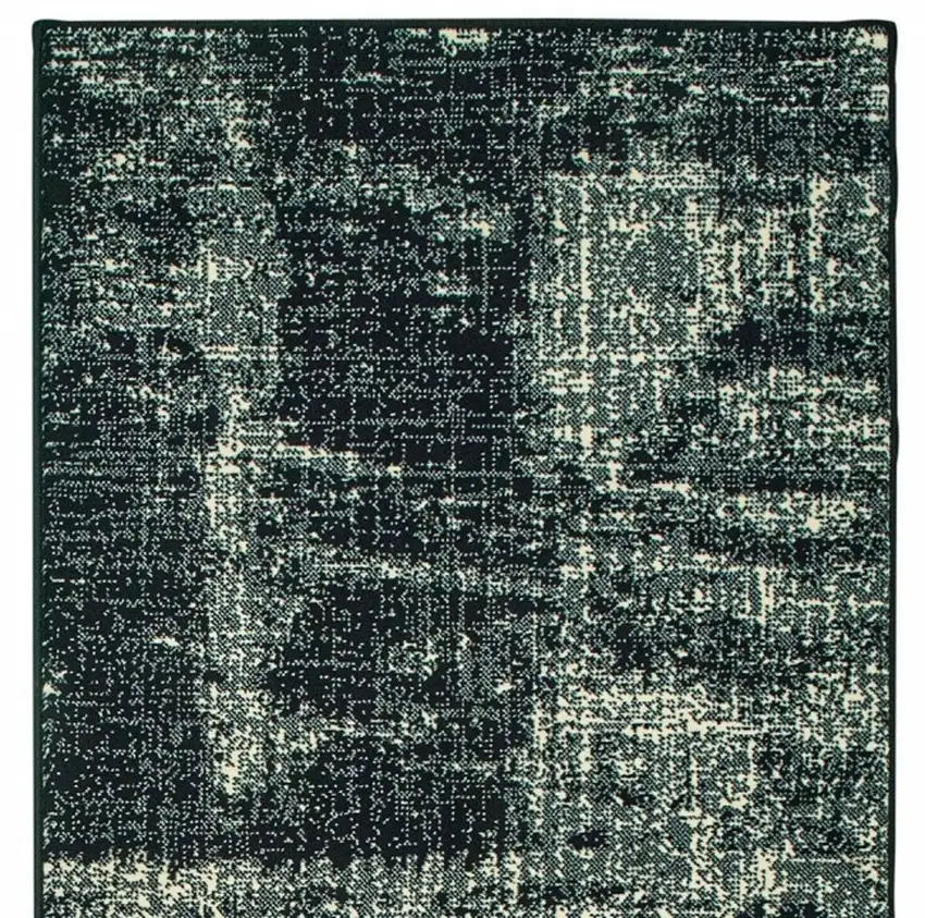 Black Ivory Machine Woven Abstract Indoor Runner Rug Photo 4