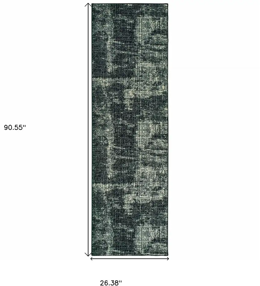 Black Ivory Machine Woven Abstract Indoor Runner Rug Photo 5