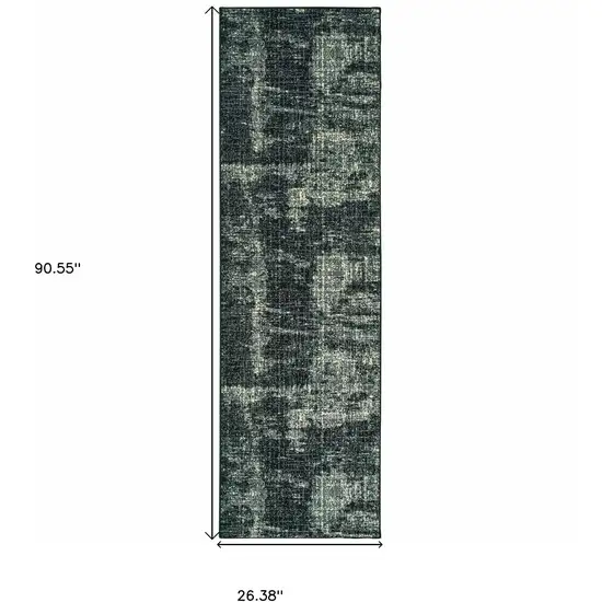 Black Ivory Machine Woven Abstract Indoor Runner Rug Photo 5