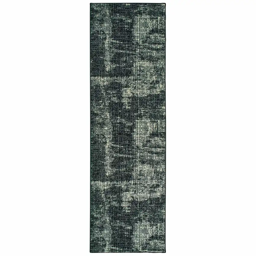 Black Ivory Machine Woven Abstract Indoor Runner Rug Photo 1