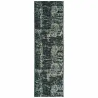 Photo of Black Ivory Machine Woven Abstract Indoor Runner Rug
