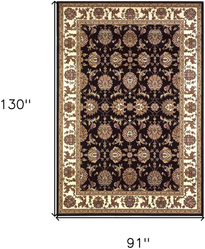 Black Ivory Machine Woven Floral Traditional Indoor Area Rug Photo 3