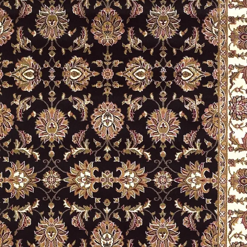 Black Ivory Machine Woven Floral Traditional Indoor Area Rug Photo 8