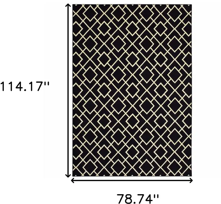 Black Ivory Machine Woven Geometric Diamonds Indoor Area Rug Photo 6