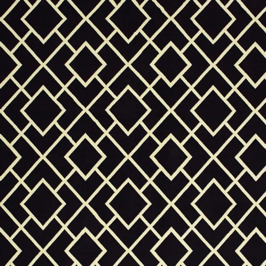 Black Ivory Machine Woven Geometric Diamonds Indoor Area Rug Photo 4