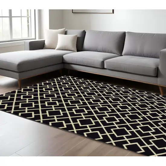 Black And Ivory Diamond Area Rug Photo 1