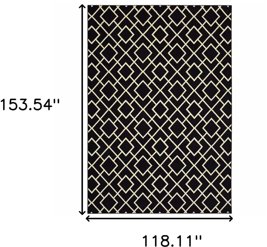 Black Ivory Machine Woven Geometric Diamonds Indoor Area Rug Photo 6