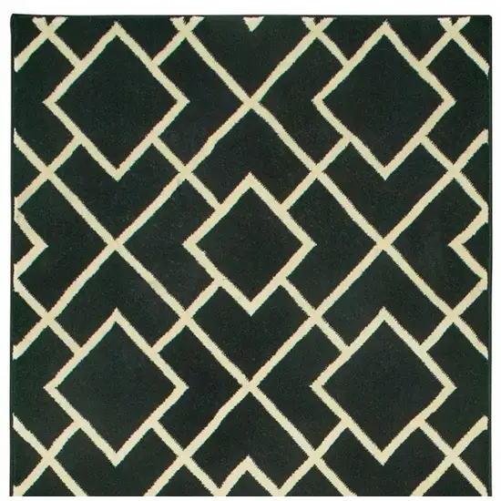 Black Ivory Machine Woven Geometric Diamonds Indoor Runner Rug Photo 3