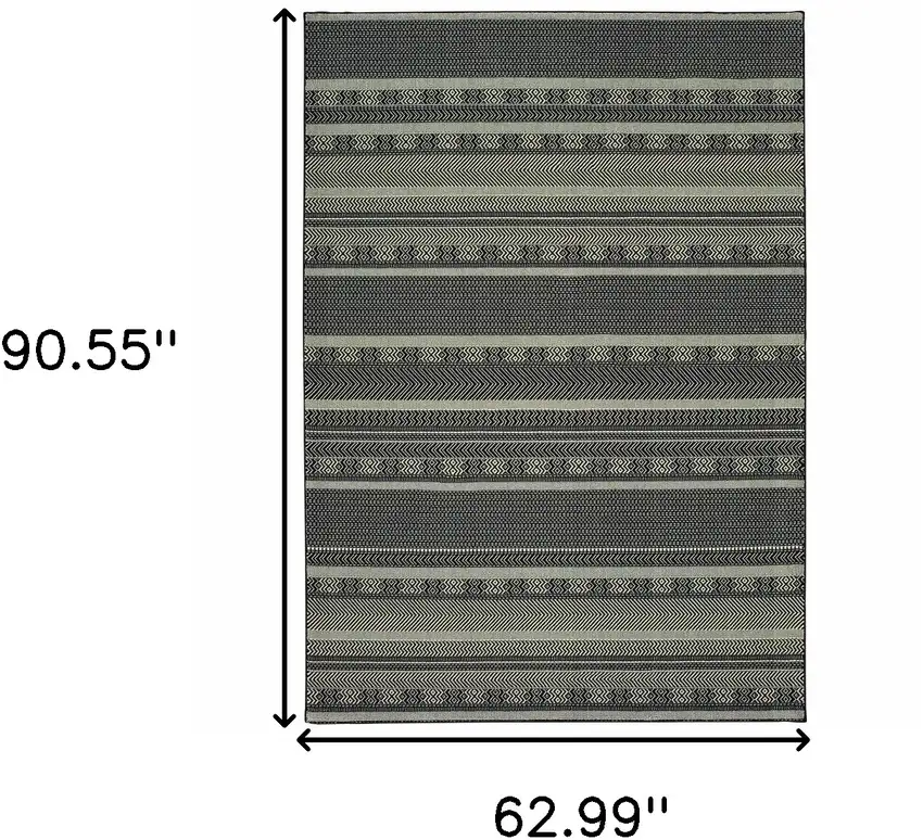 Black Ivory Machine Woven Geometric Indoor Area Rug Photo 6