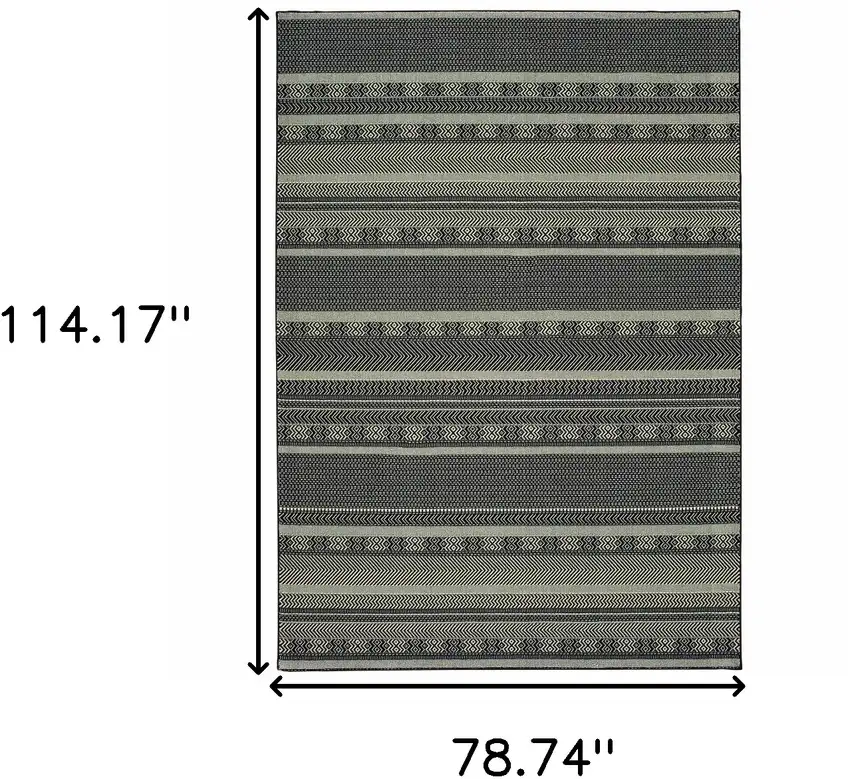 Black Ivory Machine Woven Geometric Indoor Area Rug Photo 6