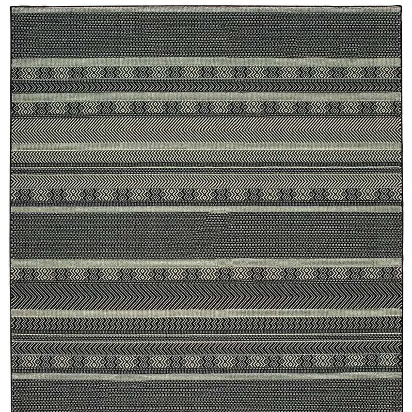 Black Ivory Machine Woven Geometric Indoor Area Rug Photo 5