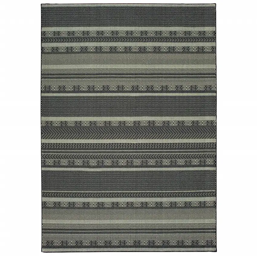Black Ivory Machine Woven Geometric Indoor Area Rug Photo 1