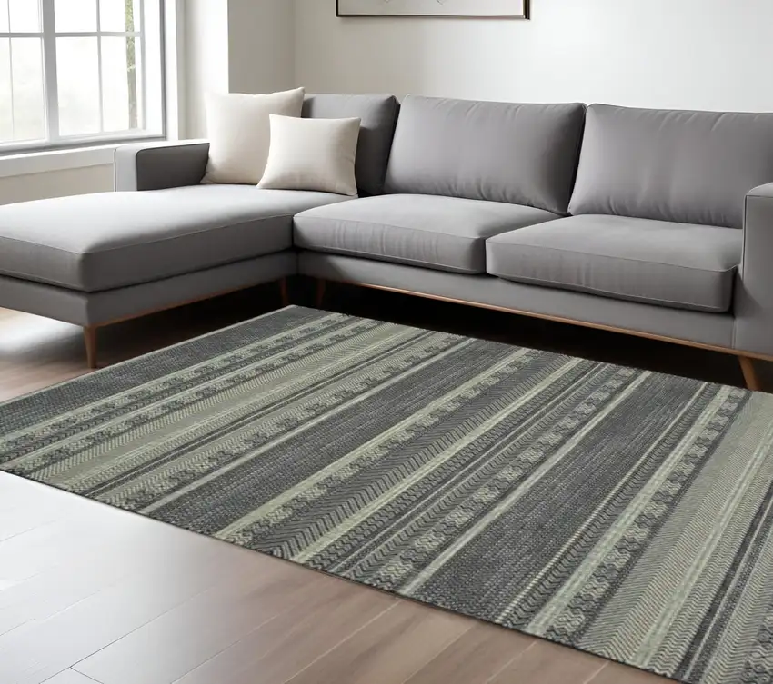 Black And Ivory Geometric Area Rug Photo 1