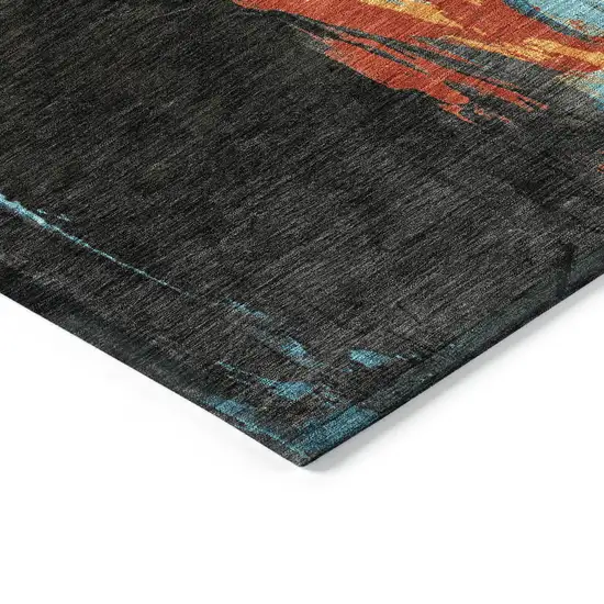 Black Ivory Orange And Red Elephant Washable Indoor Outdoor Area Rug Photo 6