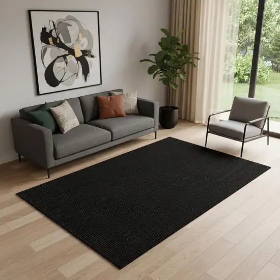 Black Jute Handmade Area Rug Photo 2