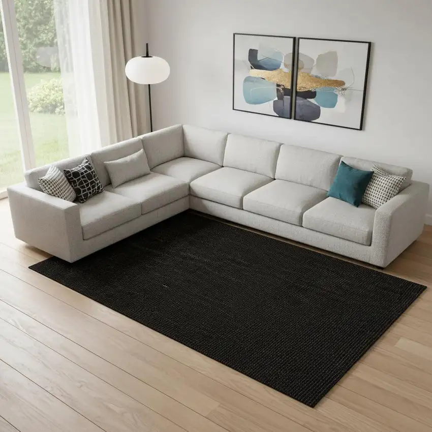 Black Jute Handmade Area Rug Photo 2