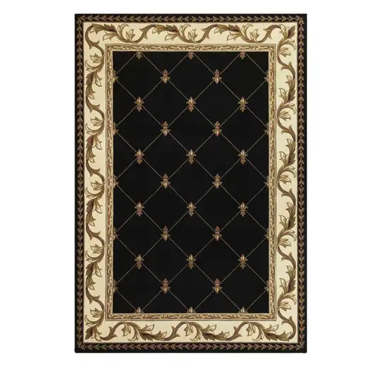 Brown Black And Ivory Floral Vines Area Rug Photo 2