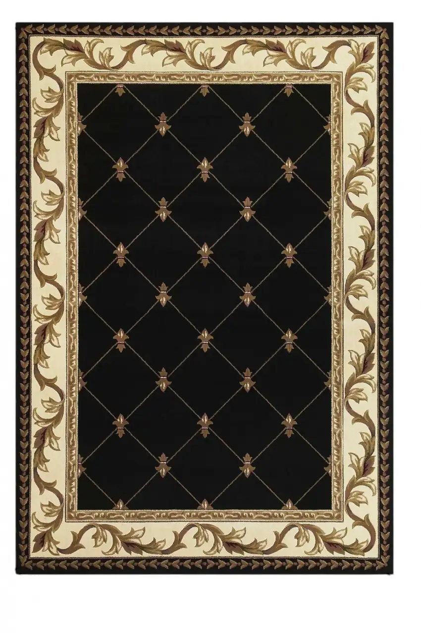 Brown Black And Ivory Floral Vines Area Rug Photo 2