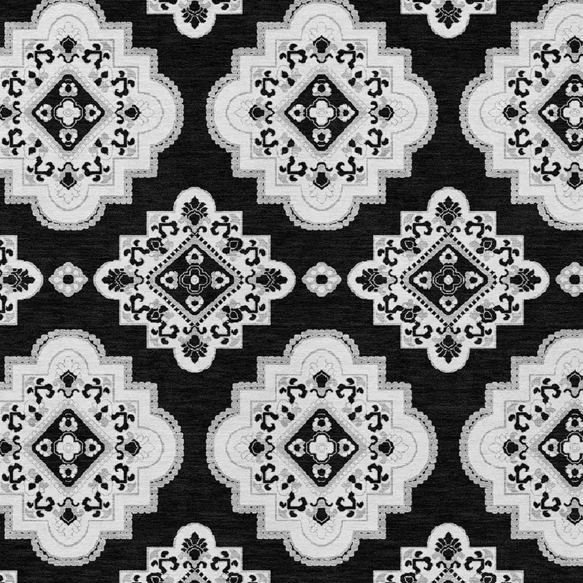 Black Medallion Washable Indoor Outdoor Area Rug Photo 6