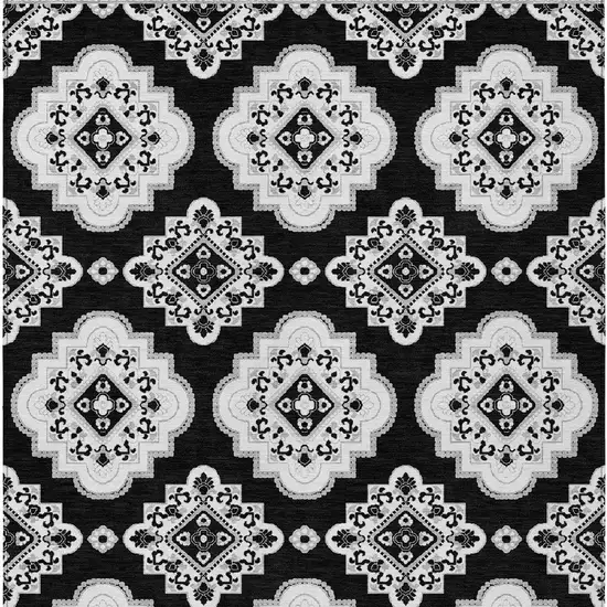 Black Medallion Washable Indoor Outdoor Area Rug Photo 7