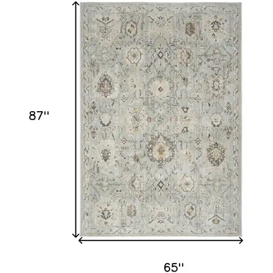 Black Mint Green And Ivory Floral Distressed Area Rug Photo 3