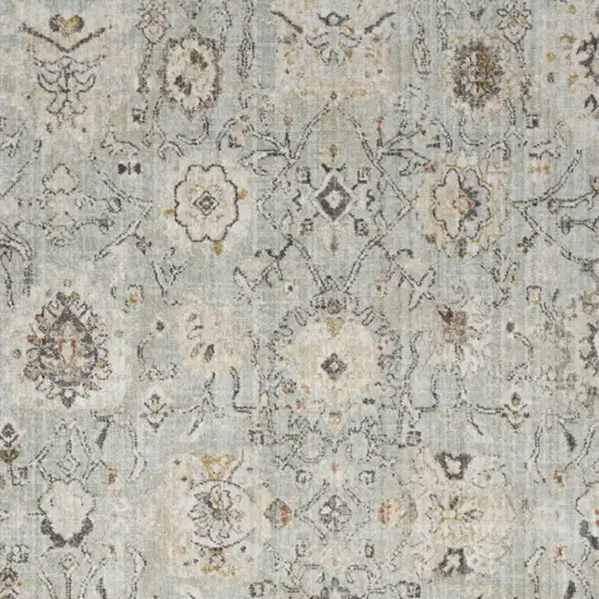 Black Mint Green And Ivory Floral Distressed Area Rug Photo 9