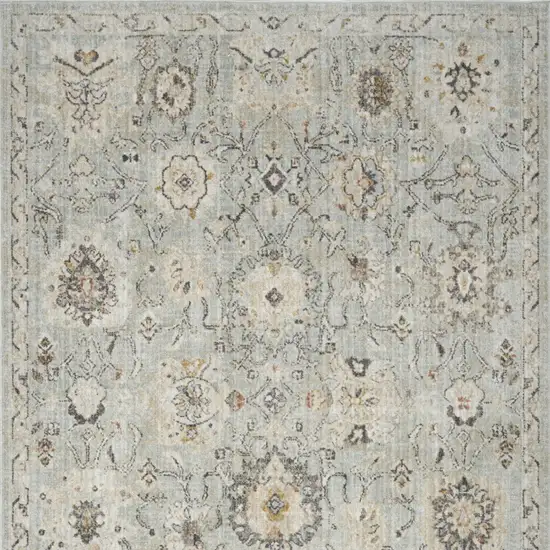 Black Mint Green And Ivory Floral Distressed Area Rug Photo 9