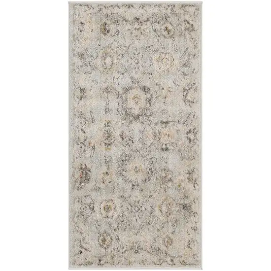 Black Mint Green And Ivory Floral Distressed Area Rug Photo 9