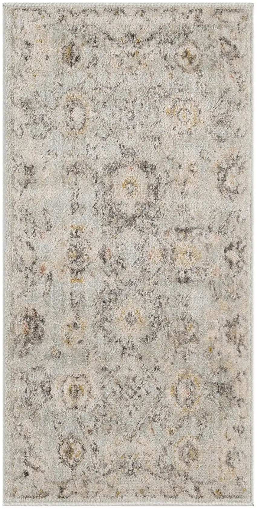 Black Mint Green And Ivory Floral Distressed Area Rug Photo 9