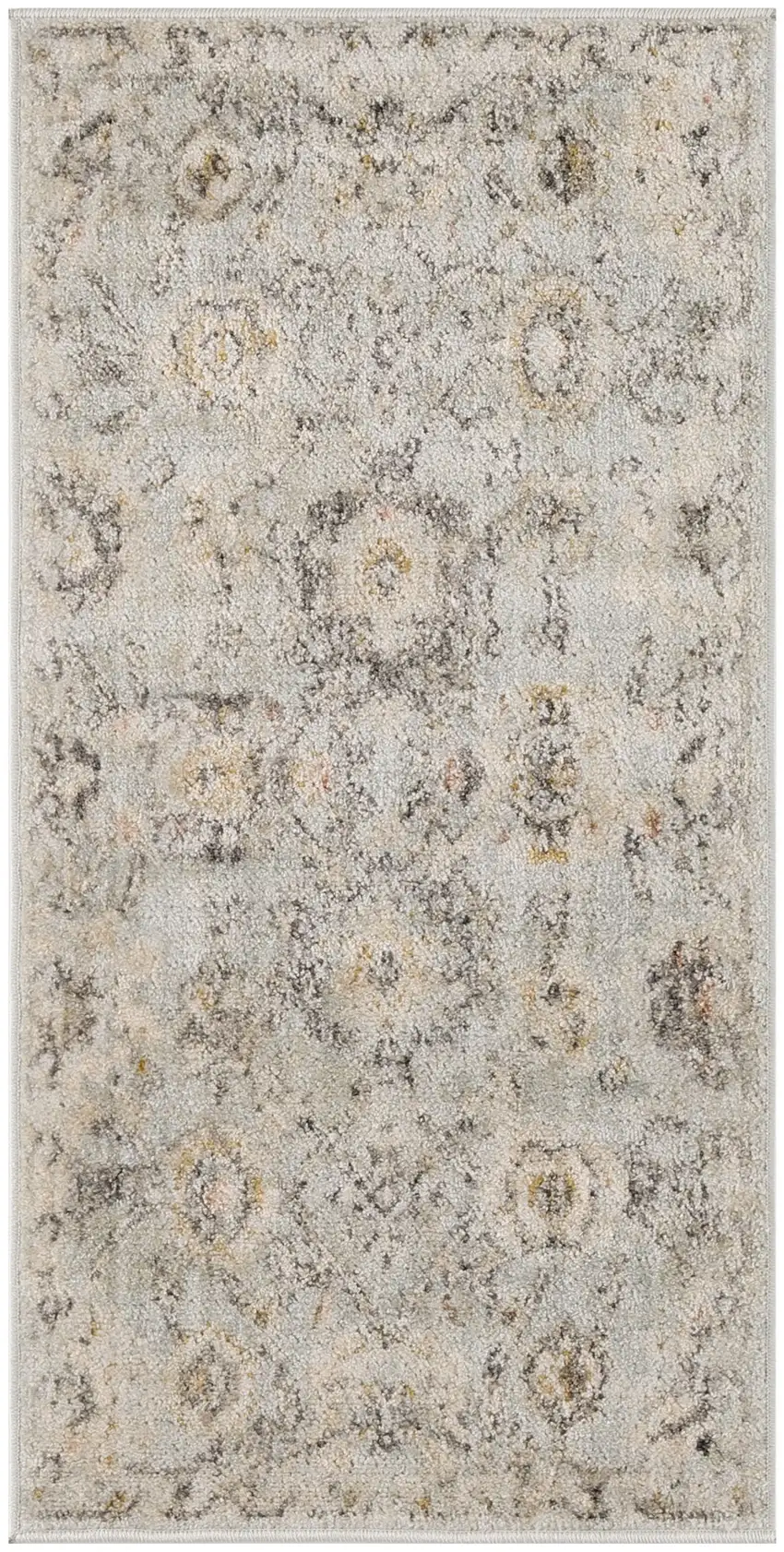 Black Mint Green And Ivory Floral Distressed Area Rug Photo 2